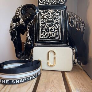 Marc Jacobs Snapshot White and Black Crossbody Bag